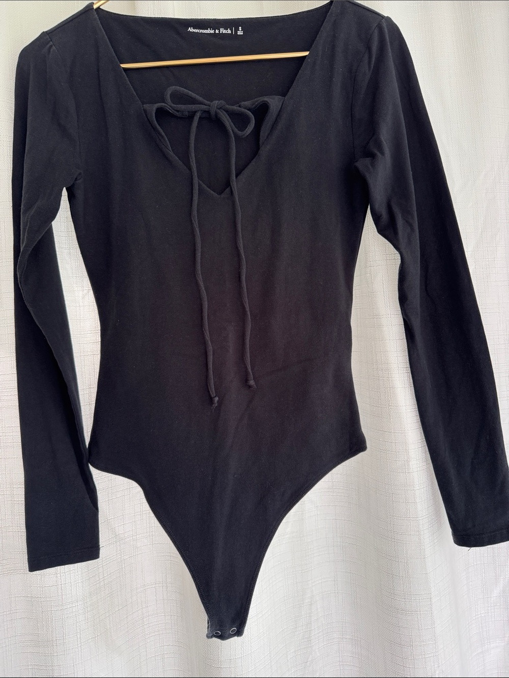 Abercrombie & Fitch Black Long-Sleeve Tie-Front Bodysuit